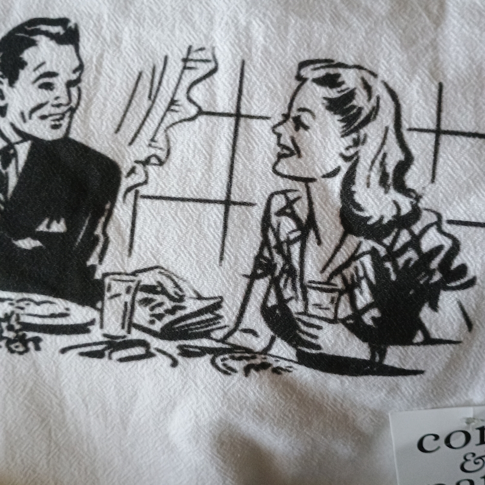White Kitchen Tea Towel with Humorous Print - Picture 3 of 3